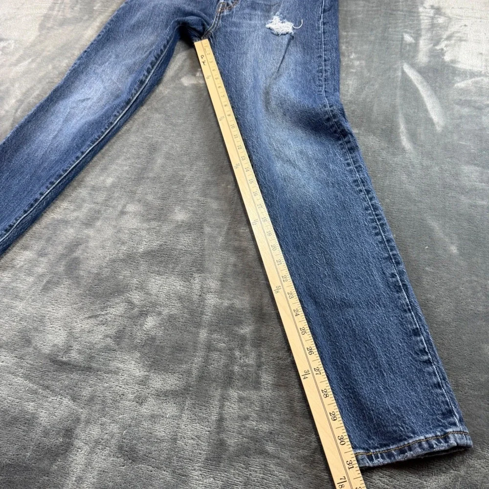 Levis 501 S‎ Skinny Mens Blue Distressed Button Fly Jeans W29 L32 29502-0242
